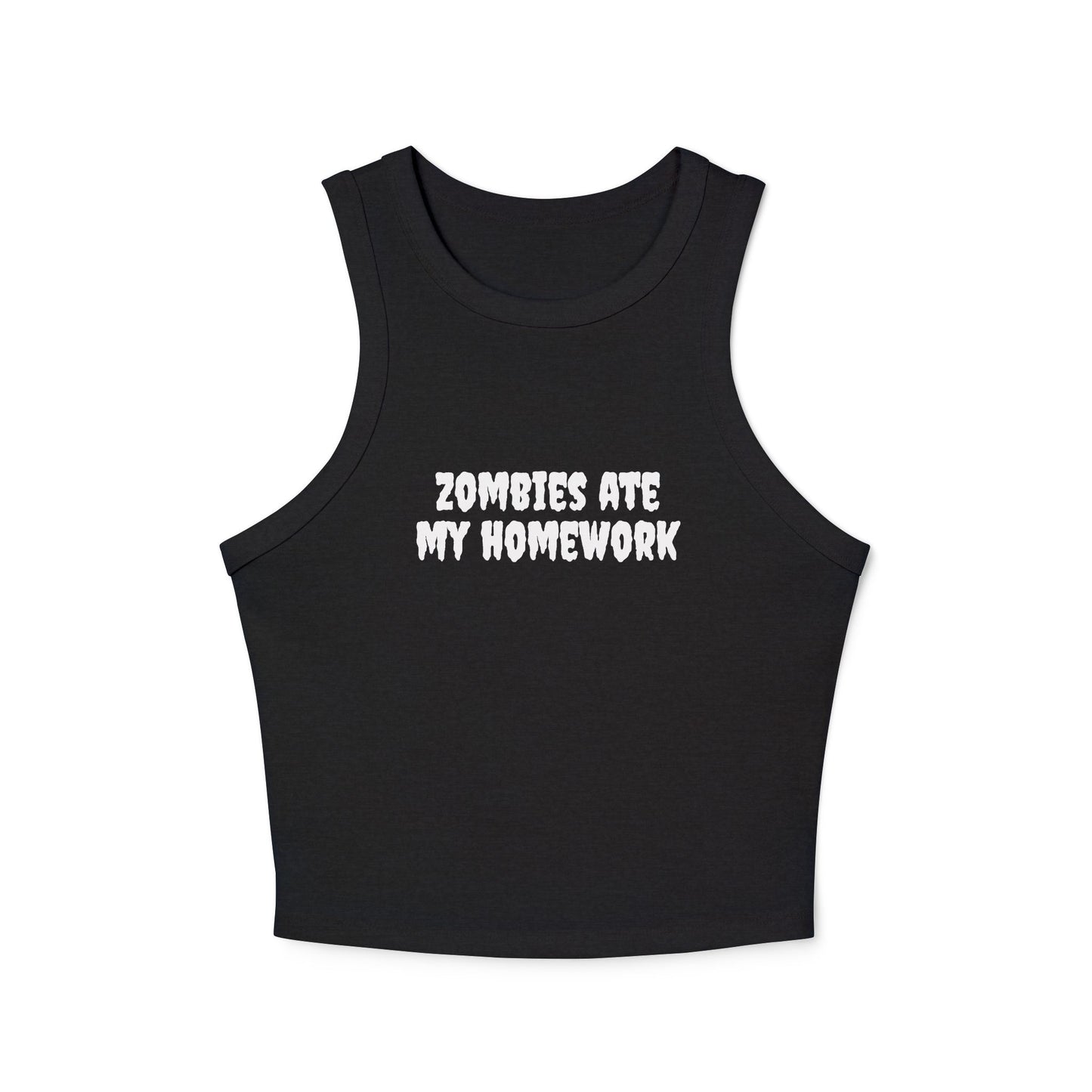 "zombies ate my homework" racer tank