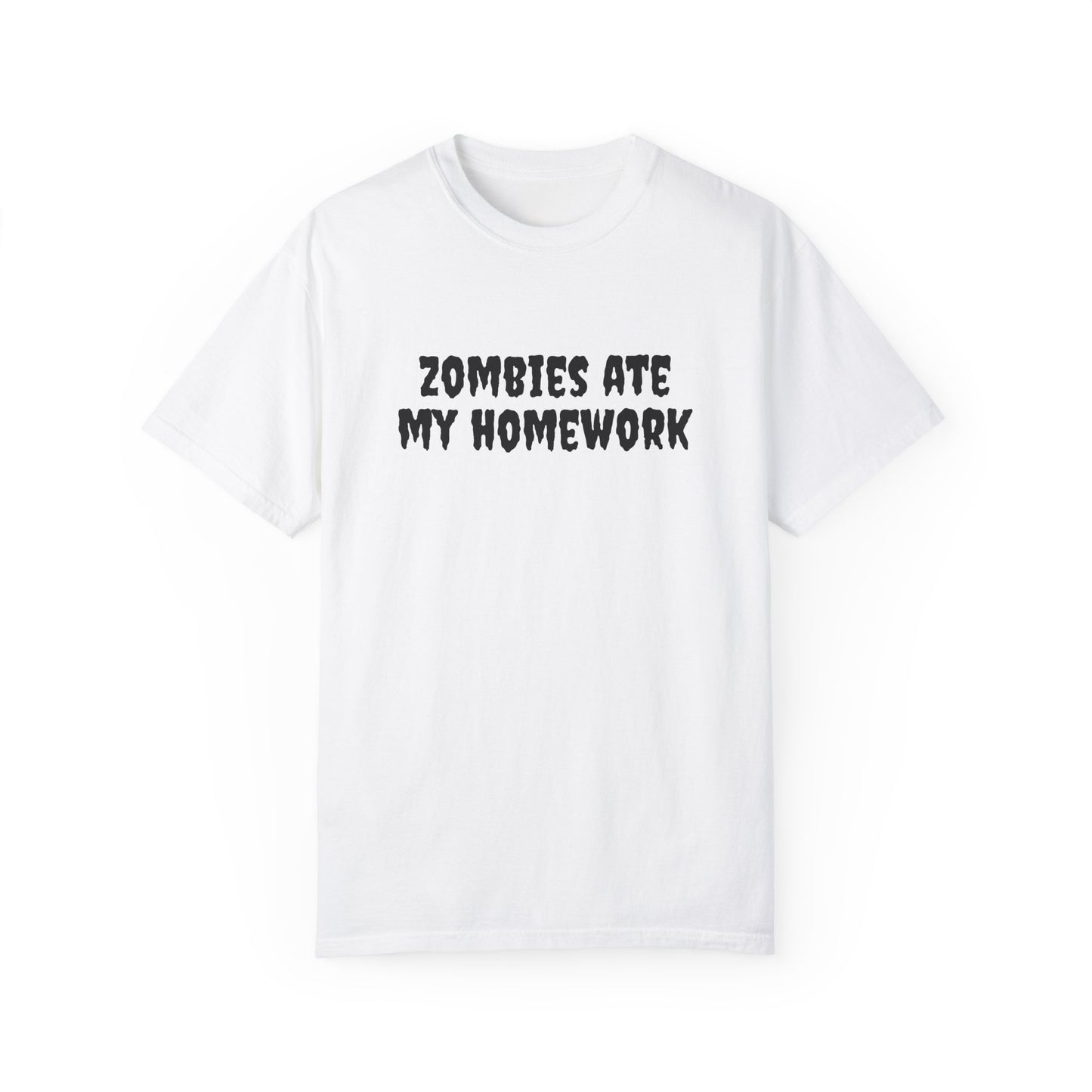 "zombies ate my homework" tee