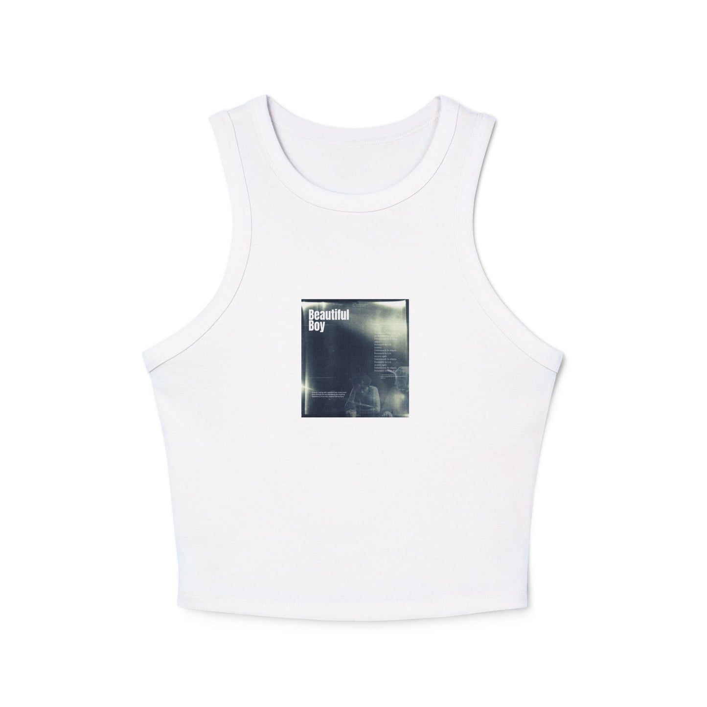 "beautiful boy" graphic racer tank