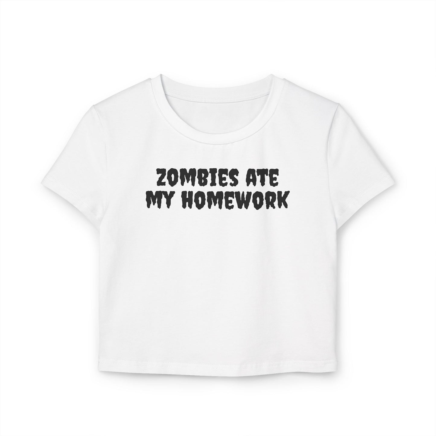 "zombies ate my homework" baby tee