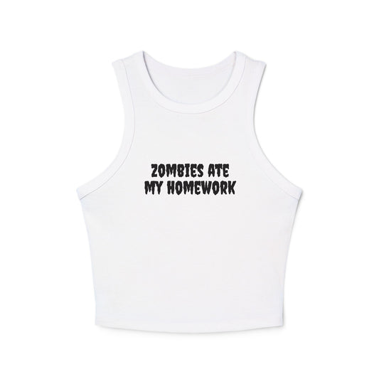 "zombies ate my homework" racer tank