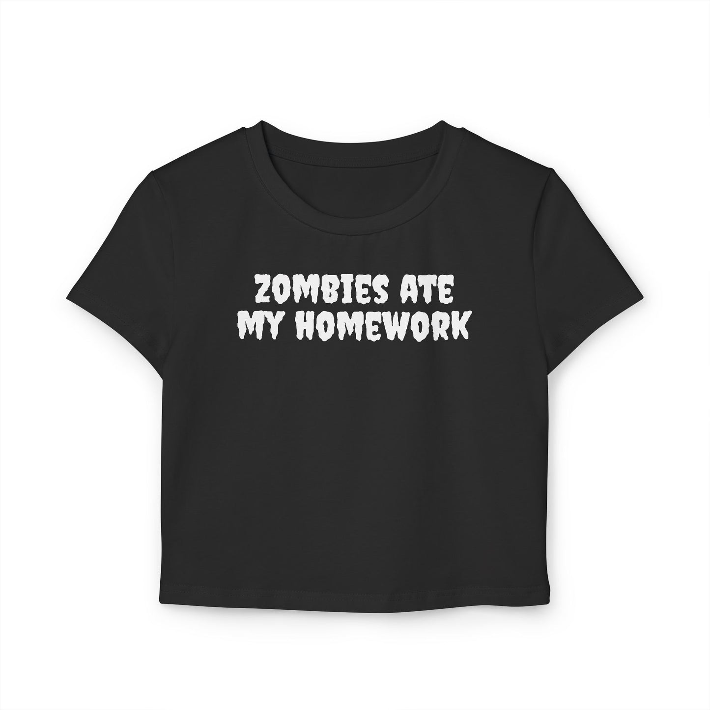 "zombies ate my homework" baby tee