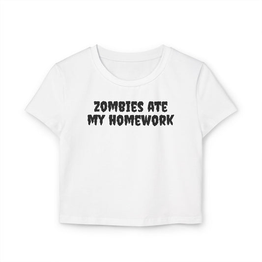 "zombies ate my homework" baby tee